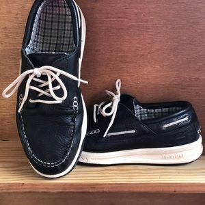 Timberland black and white boat shoe
